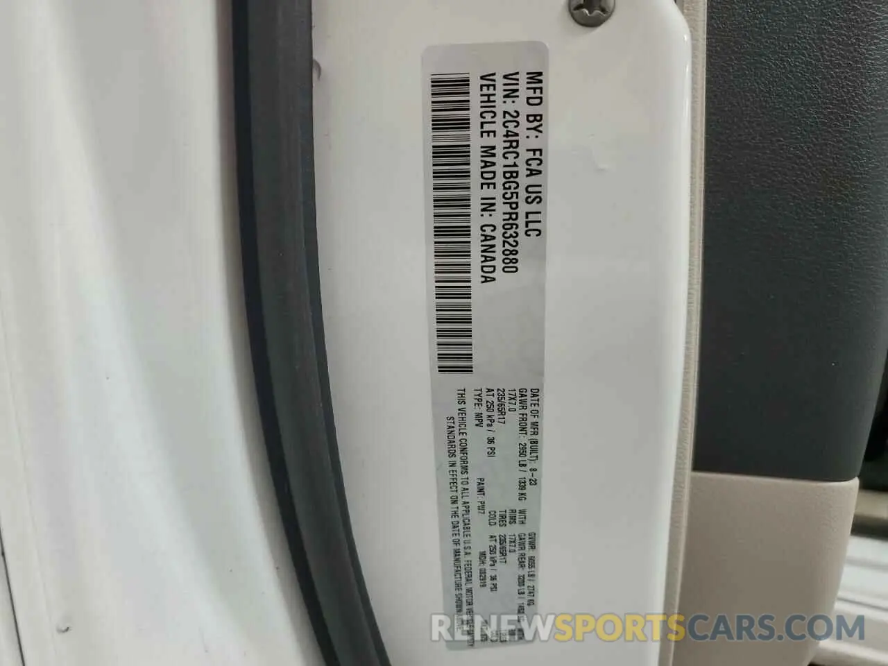 13 fotografías del automóvil dañado 2C4RC1BG5PR632880 CHRYSLER PACIFICA 2023