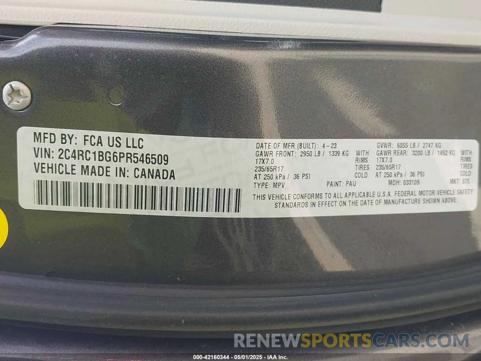 9 fotografías del automóvil dañado 2C4RC1BG6PR546509 CHRYSLER PACIFICA 2023