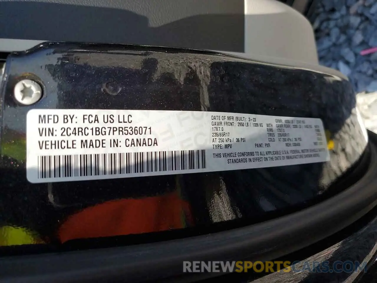 13 fotografías del automóvil dañado 2C4RC1BG7PR536071 CHRYSLER PACIFICA 2023