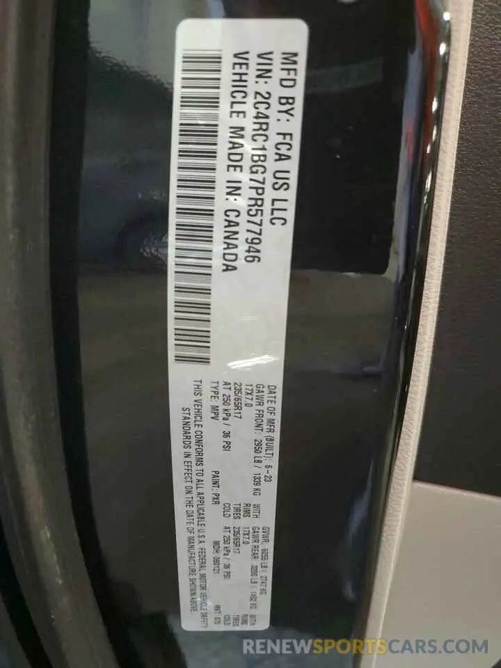 13 fotografías del automóvil dañado 2C4RC1BG7PR577946 CHRYSLER PACIFICA 2023