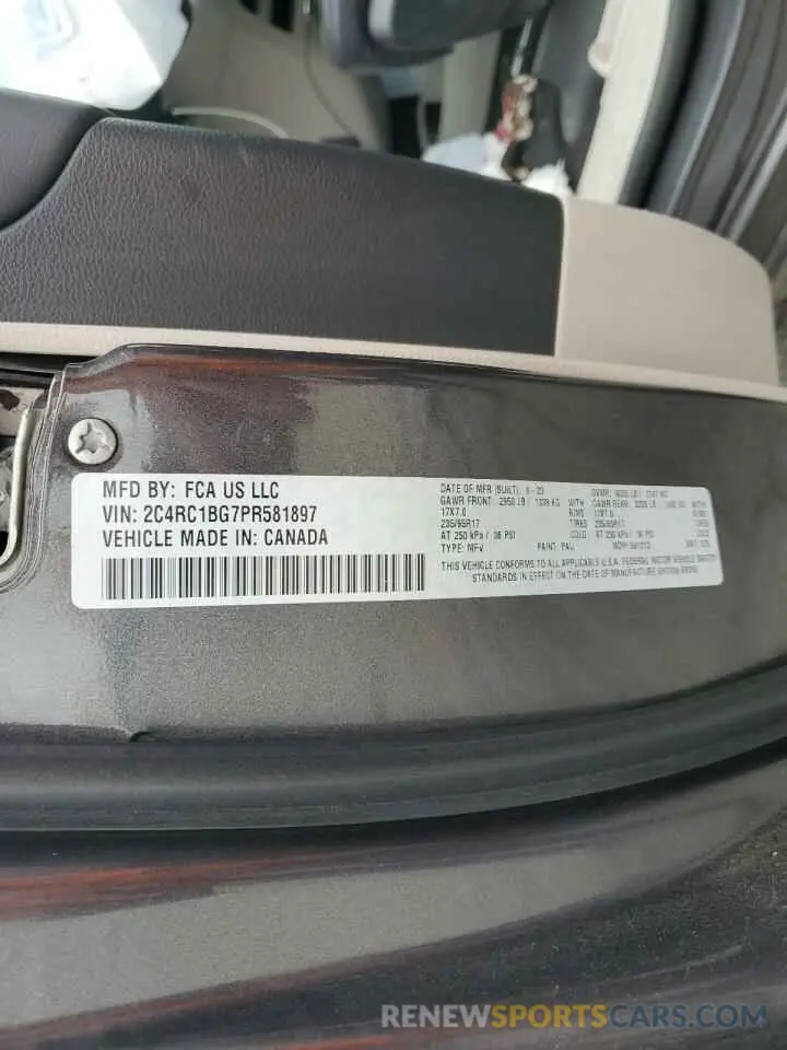 13 fotografías del automóvil dañado 2C4RC1BG7PR581897 CHRYSLER PACIFICA 2023