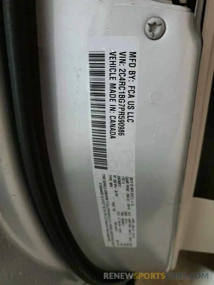 13 fotografías del automóvil dañado 2C4RC1BG7PR590986 CHRYSLER PACIFICA 2023