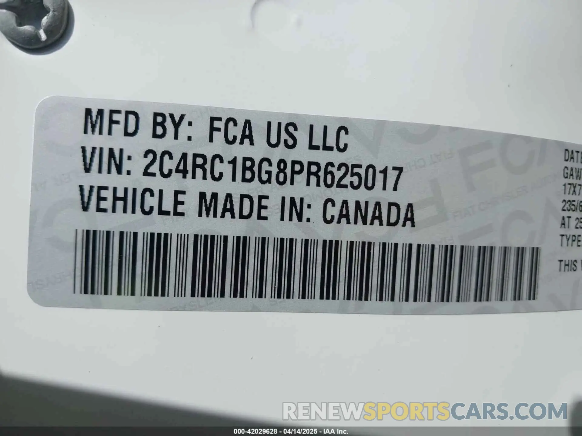 9 fotografías del automóvil dañado 2C4RC1BG8PR625017 CHRYSLER PACIFICA 2023