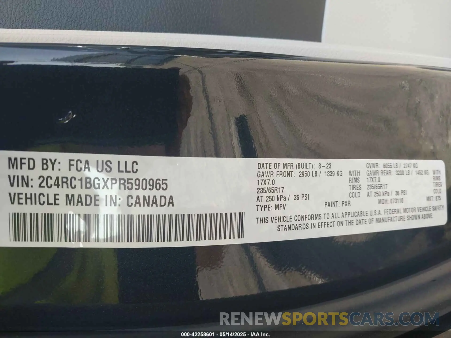 9 fotografías del automóvil dañado 2C4RC1BGXPR590965 CHRYSLER PACIFICA 2023