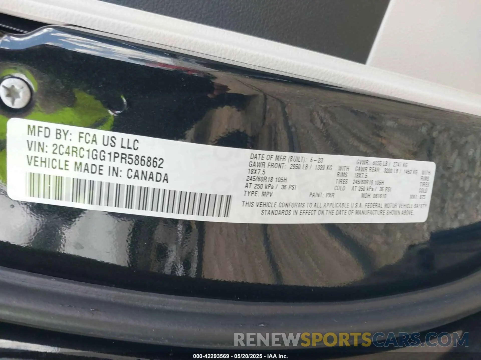 9 fotografías del automóvil dañado 2C4RC1GG1PR586862 CHRYSLER PACIFICA 2023