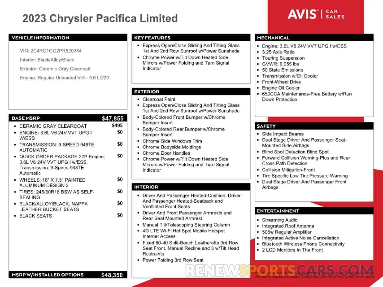 13 fotografías del automóvil dañado 2C4RC1GG2PR520384 CHRYSLER PACIFICA 2023