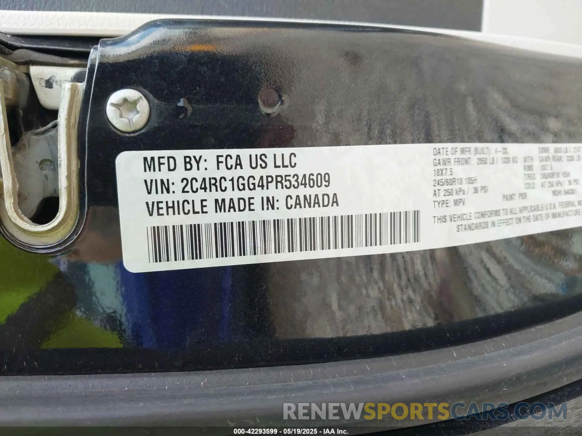 9 fotografías del automóvil dañado 2C4RC1GG4PR534609 CHRYSLER PACIFICA 2023