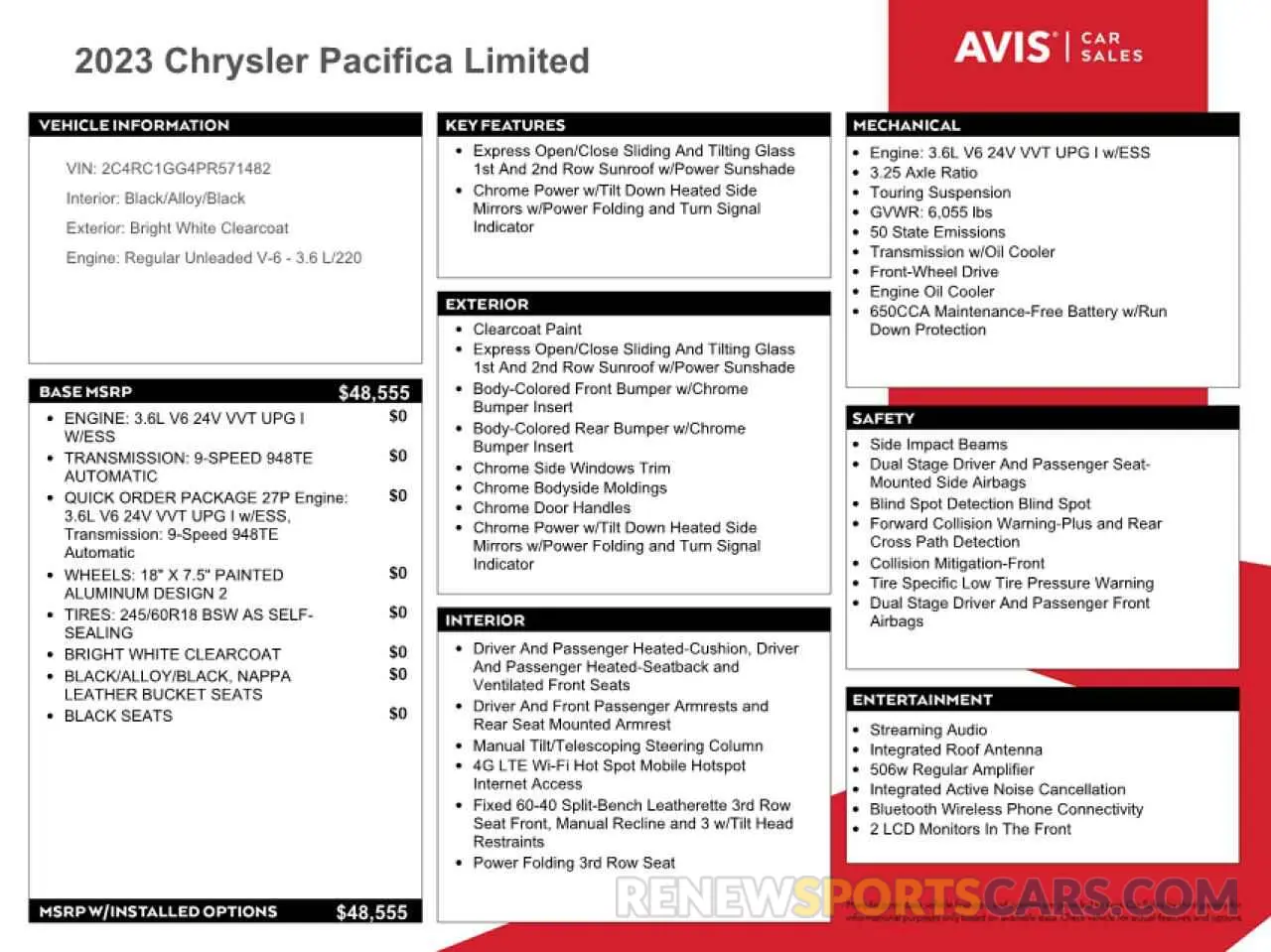 13 fotografías del automóvil dañado 2C4RC1GG4PR571482 CHRYSLER PACIFICA 2023