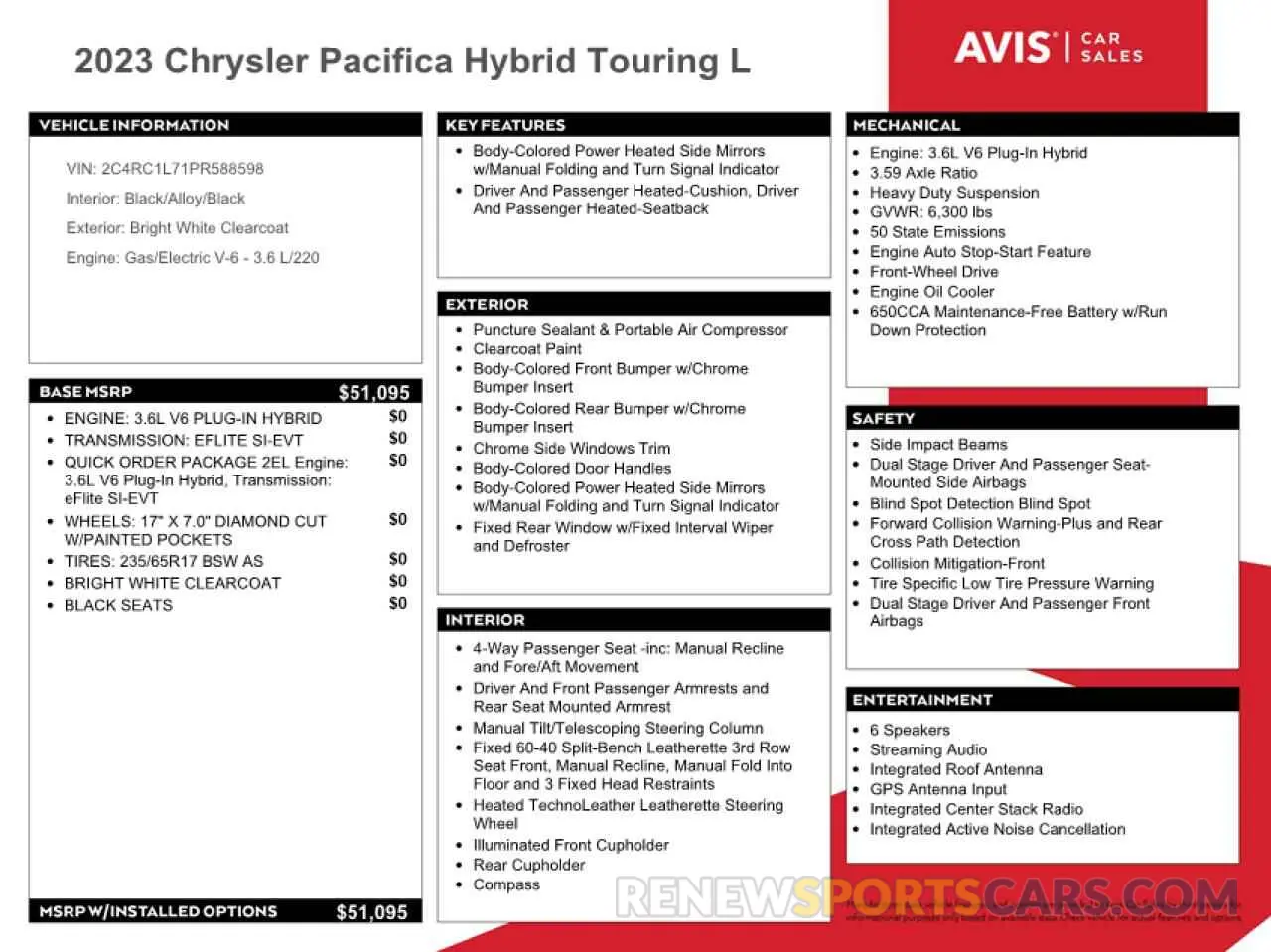 13 fotografías del automóvil dañado 2C4RC1L71PR588598 CHRYSLER PACIFICA 2023