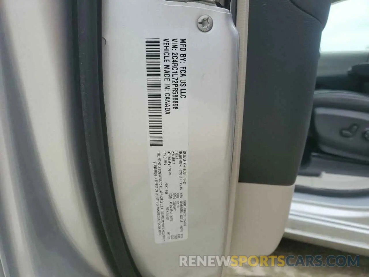 13 fotografías del automóvil dañado 2C4RC1L72PR588898 CHRYSLER PACIFICA 2023