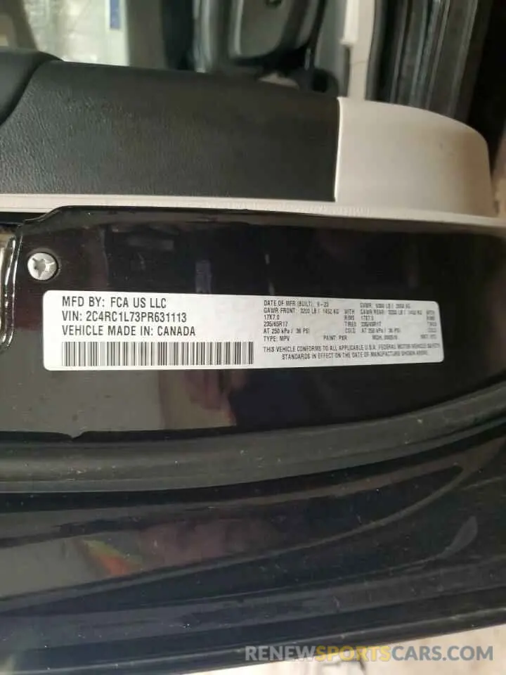14 fotografías del automóvil dañado 2C4RC1L73PR631113 CHRYSLER PACIFICA 2023