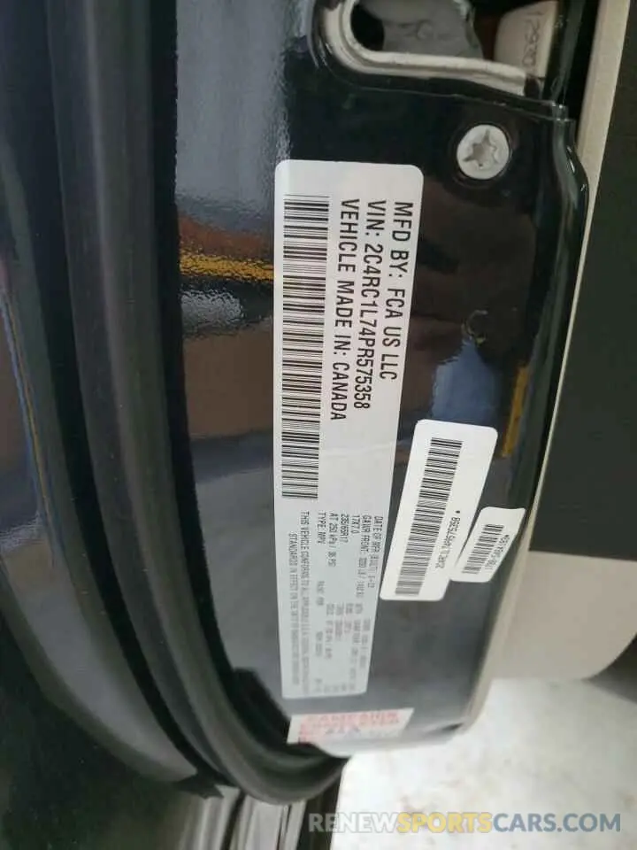 13 fotografías del automóvil dañado 2C4RC1L74PR575358 CHRYSLER PACIFICA 2023