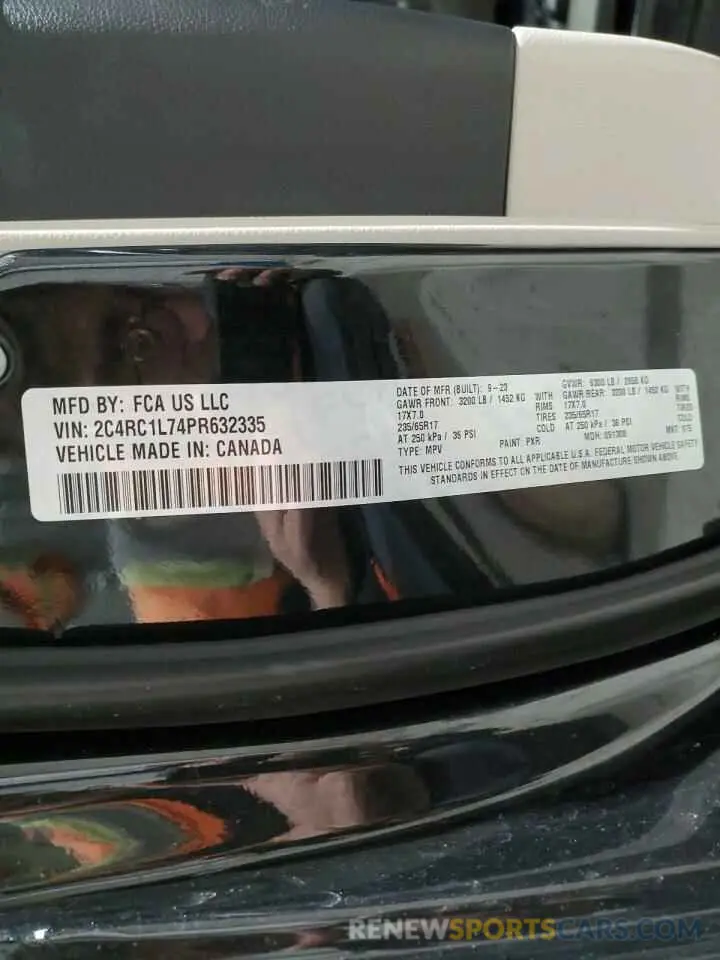 14 fotografías del automóvil dañado 2C4RC1L74PR632335 CHRYSLER PACIFICA 2023