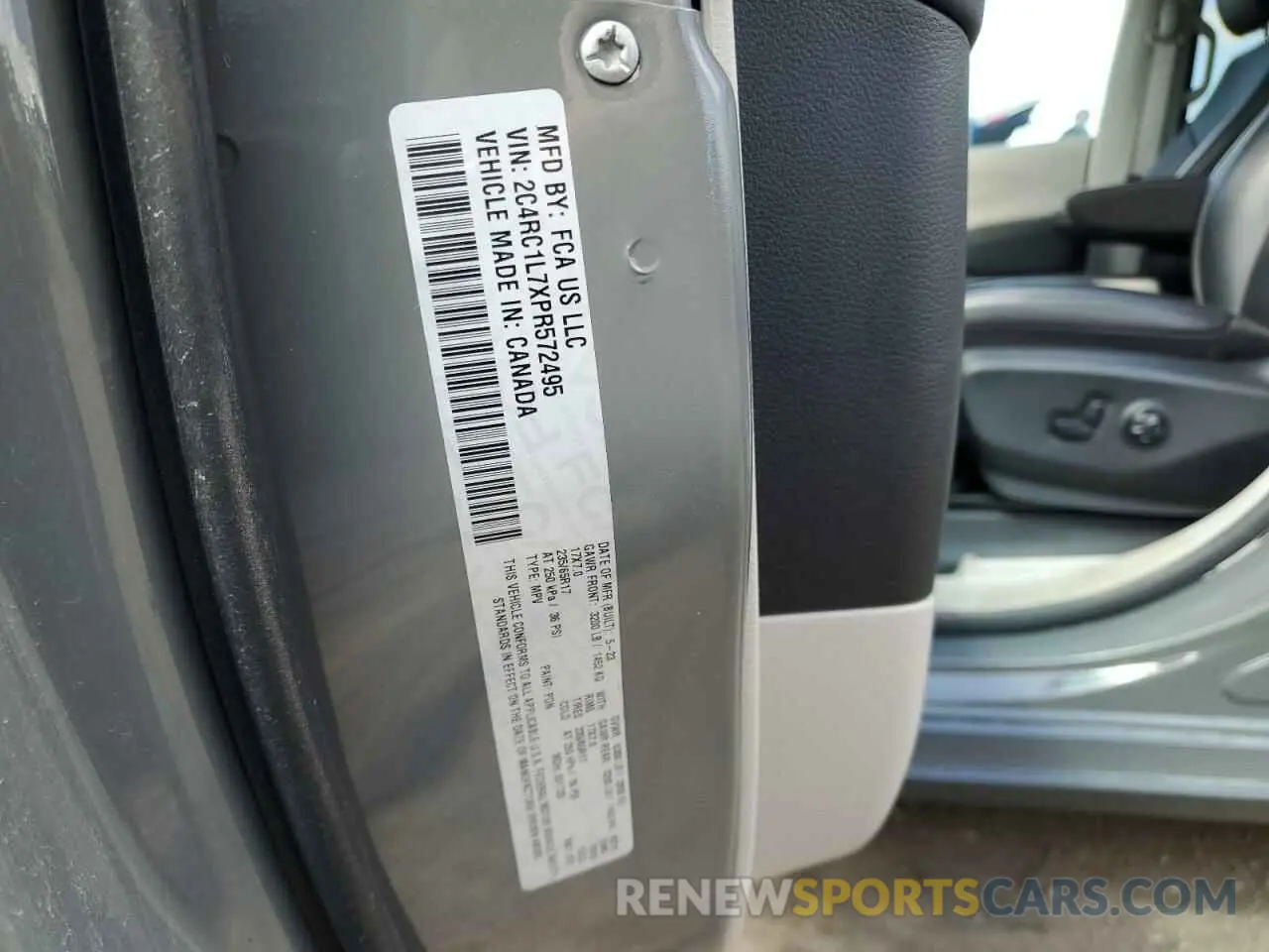 13 fotografías del automóvil dañado 2C4RC1L7XPR572495 CHRYSLER PACIFICA 2023