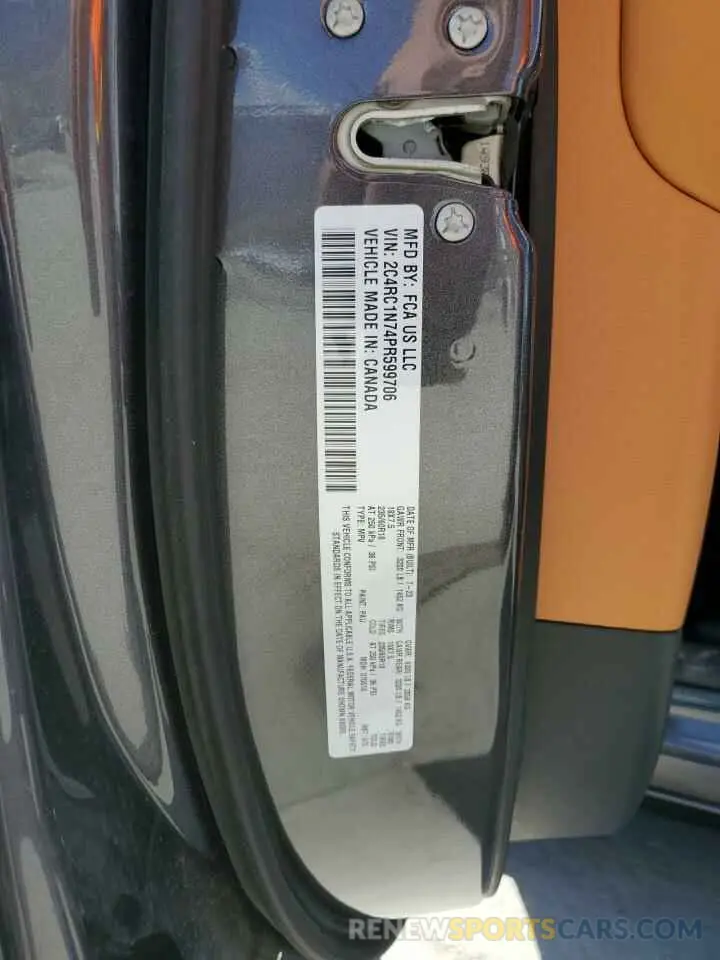 13 fotografías del automóvil dañado 2C4RC1N74PR599706 CHRYSLER PACIFICA 2023