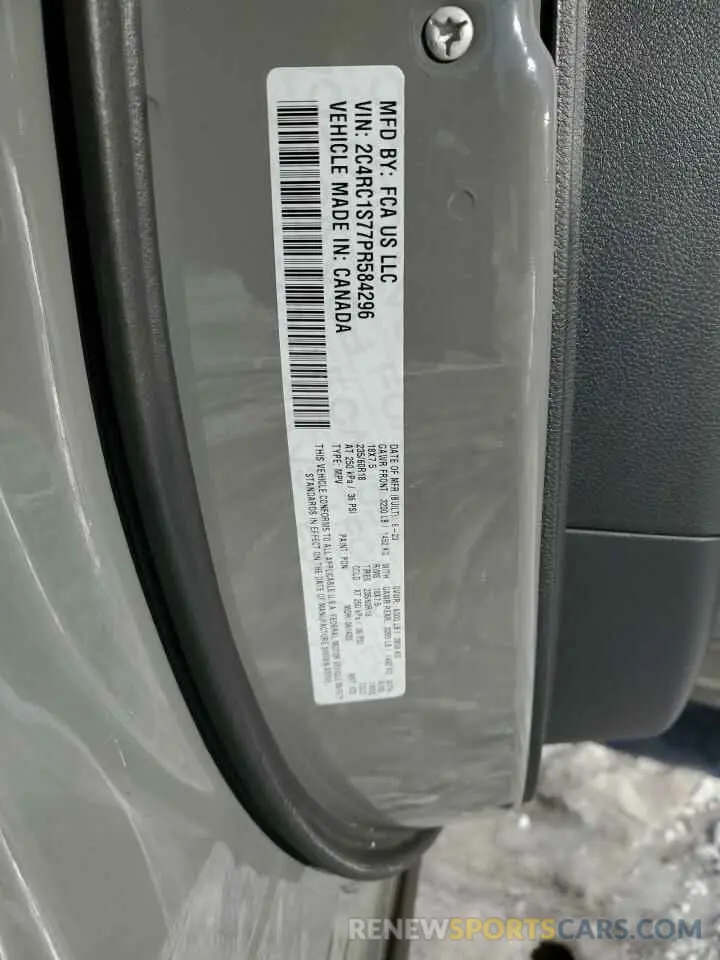 13 fotografías del automóvil dañado 2C4RC1S77PR584296 CHRYSLER PACIFICA 2023