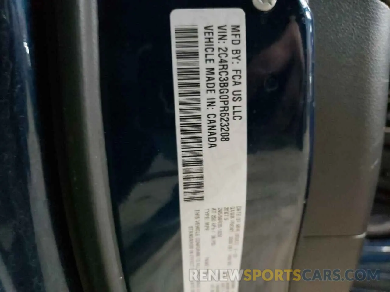 13 fotografías del automóvil dañado 2C4RC3BG0PR623208 CHRYSLER PACIFICA 2023