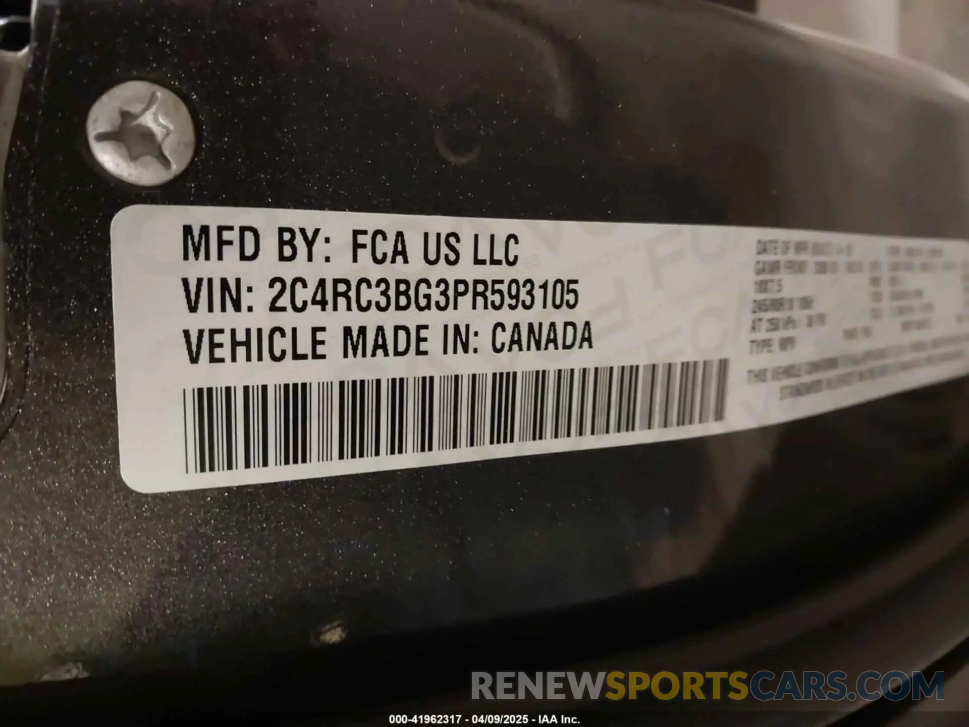 9 fotografías del automóvil dañado 2C4RC3BG3PR593105 CHRYSLER PACIFICA 2023