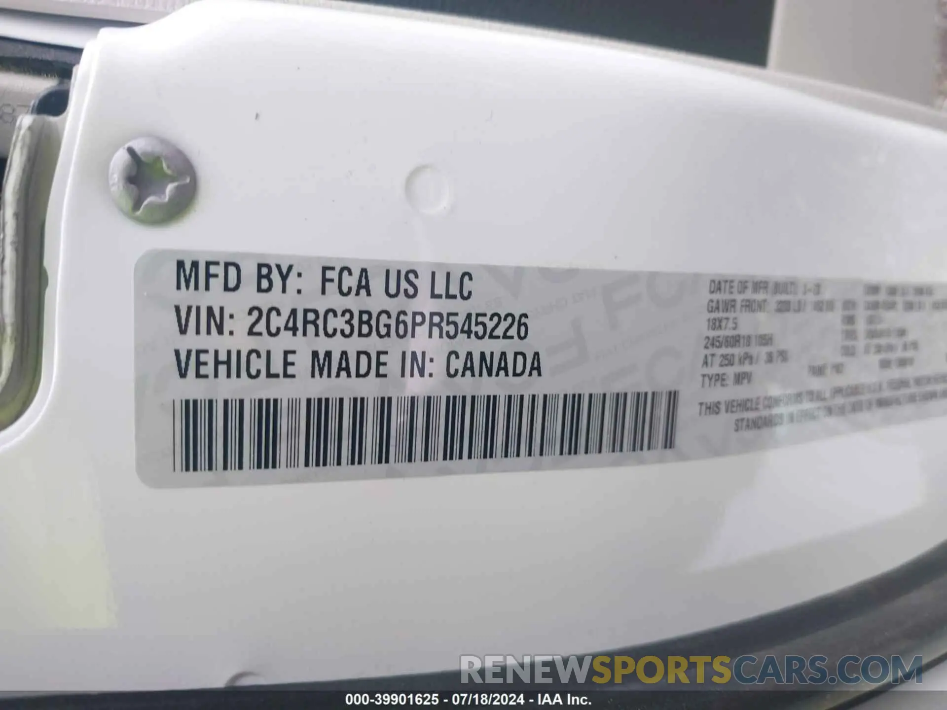 9 fotografías del automóvil dañado 2C4RC3BG6PR545226 CHRYSLER PACIFICA 2023