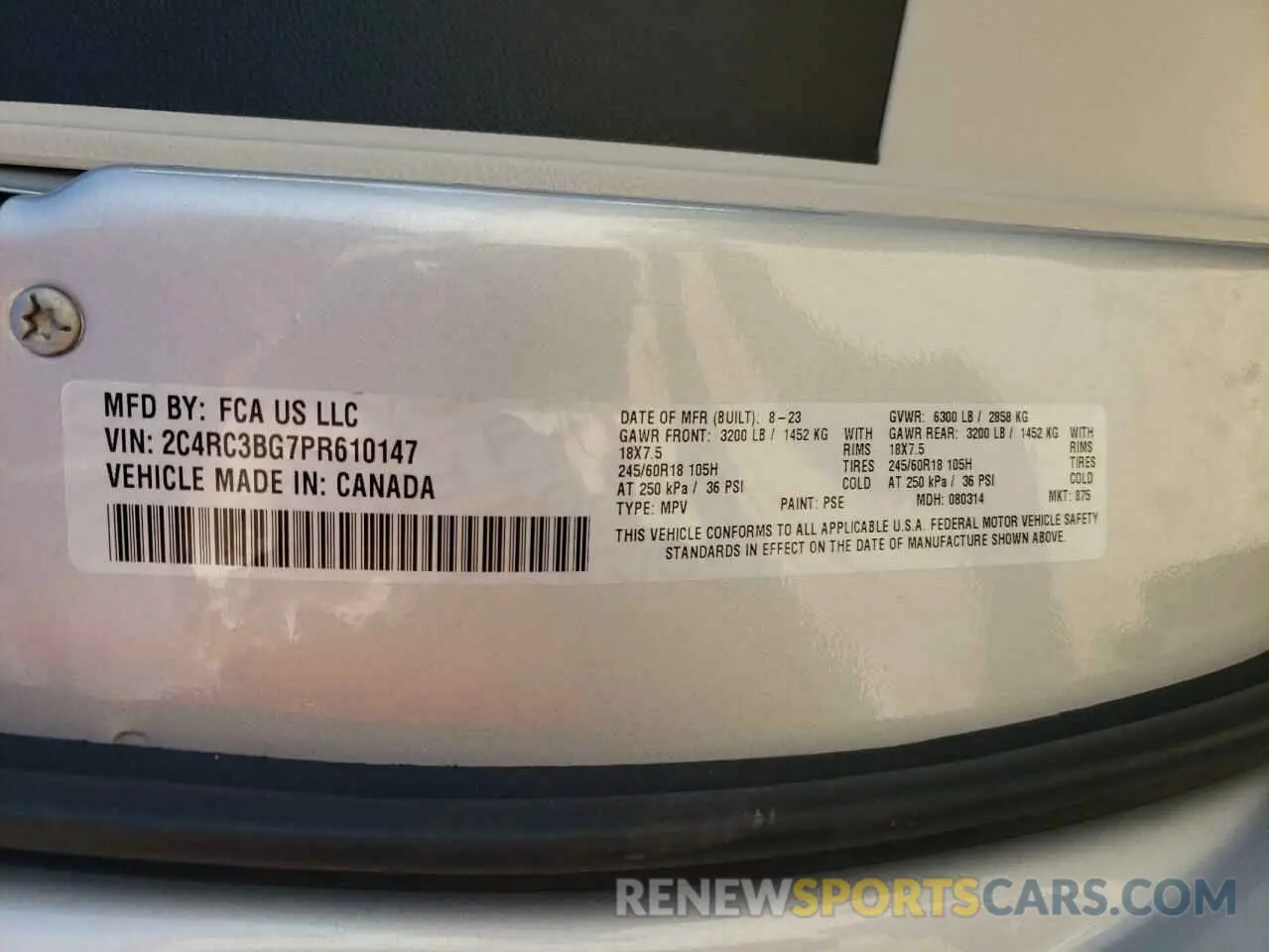 13 fotografías del automóvil dañado 2C4RC3BG7PR610147 CHRYSLER PACIFICA 2023