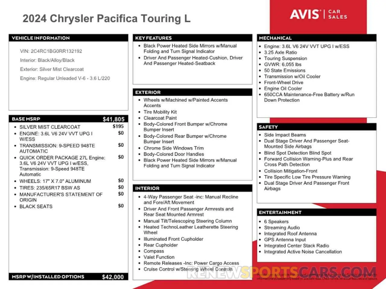 13 fotografías del automóvil dañado 2C4RC1BG0RR132192 CHRYSLER PACIFICA 2024