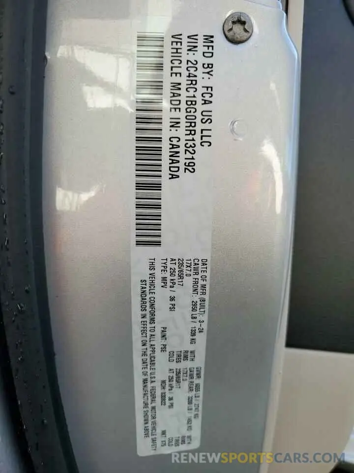 14 fotografías del automóvil dañado 2C4RC1BG0RR132192 CHRYSLER PACIFICA 2024