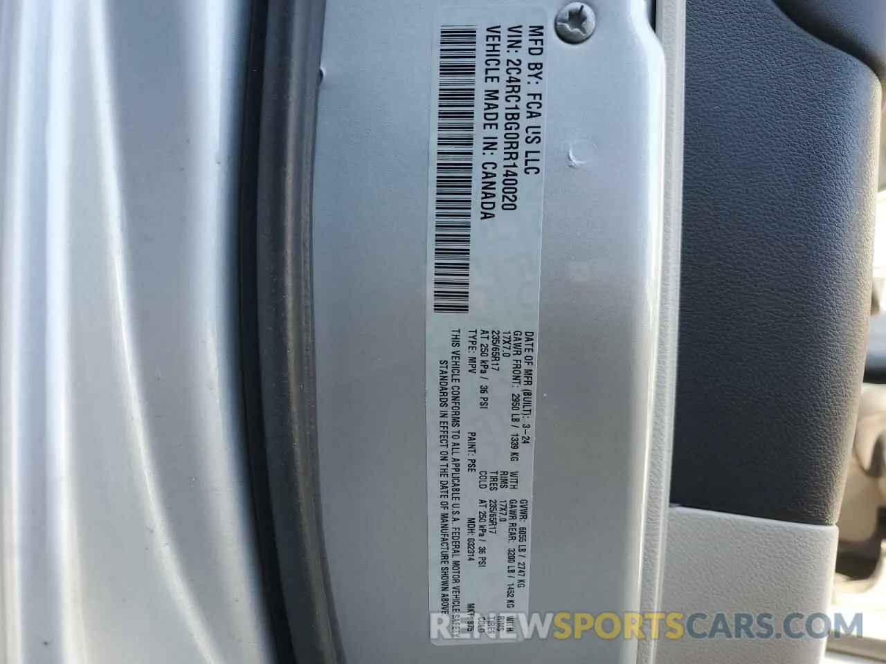 13 fotografías del automóvil dañado 2C4RC1BG0RR140020 CHRYSLER PACIFICA 2024