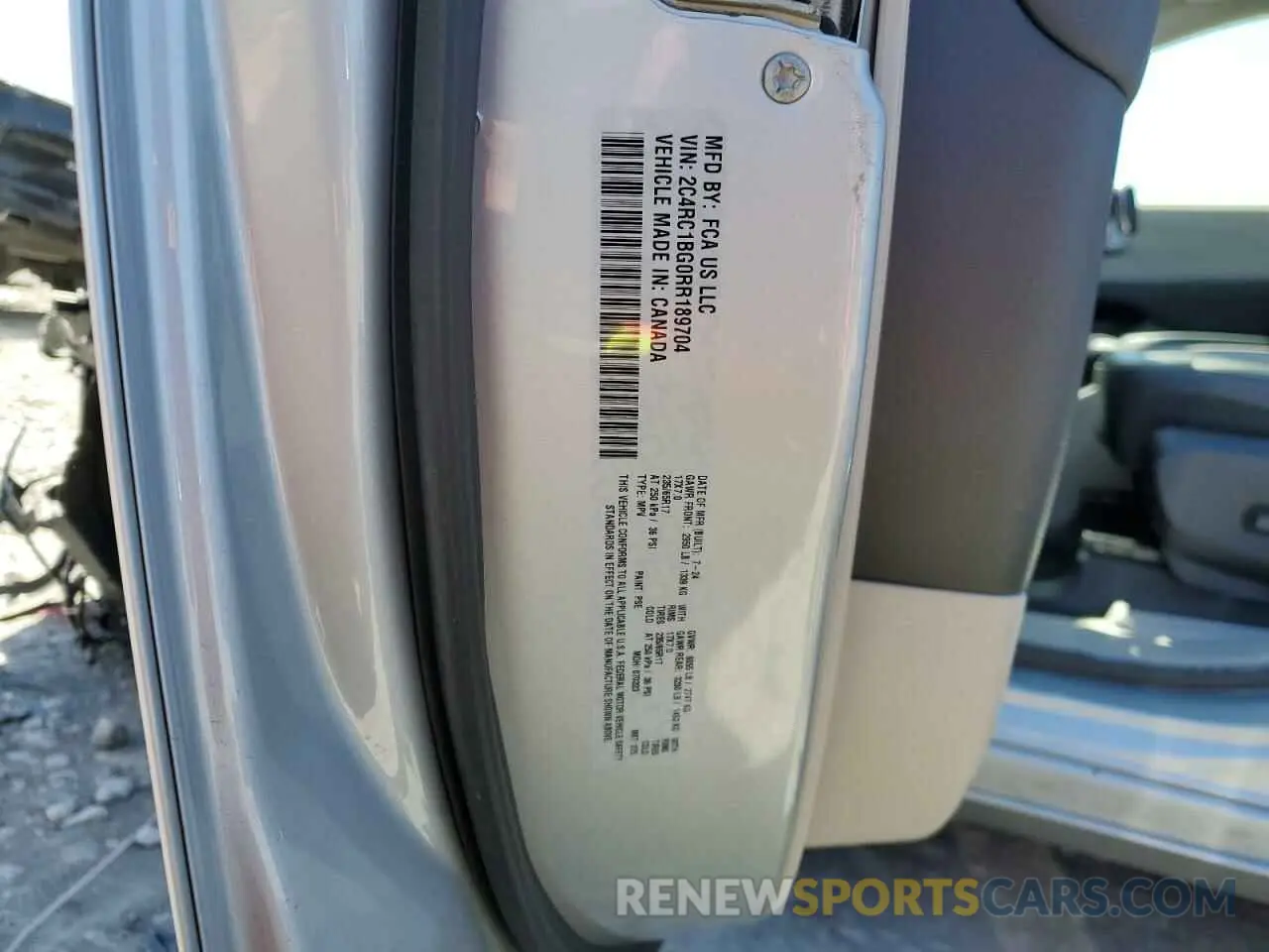 14 fotografías del automóvil dañado 2C4RC1BG0RR189704 CHRYSLER PACIFICA 2024