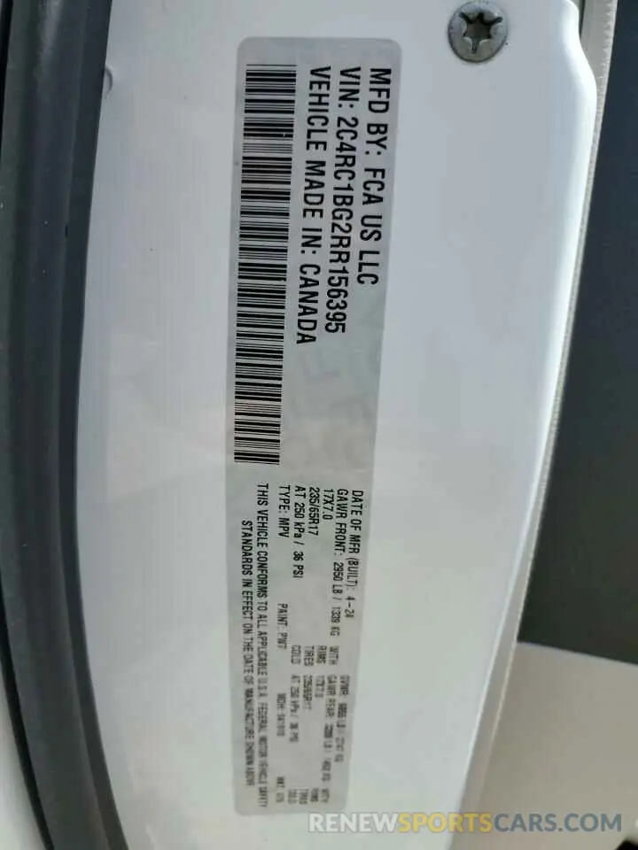 14 fotografías del automóvil dañado 2C4RC1BG2RR156395 CHRYSLER PACIFICA 2024
