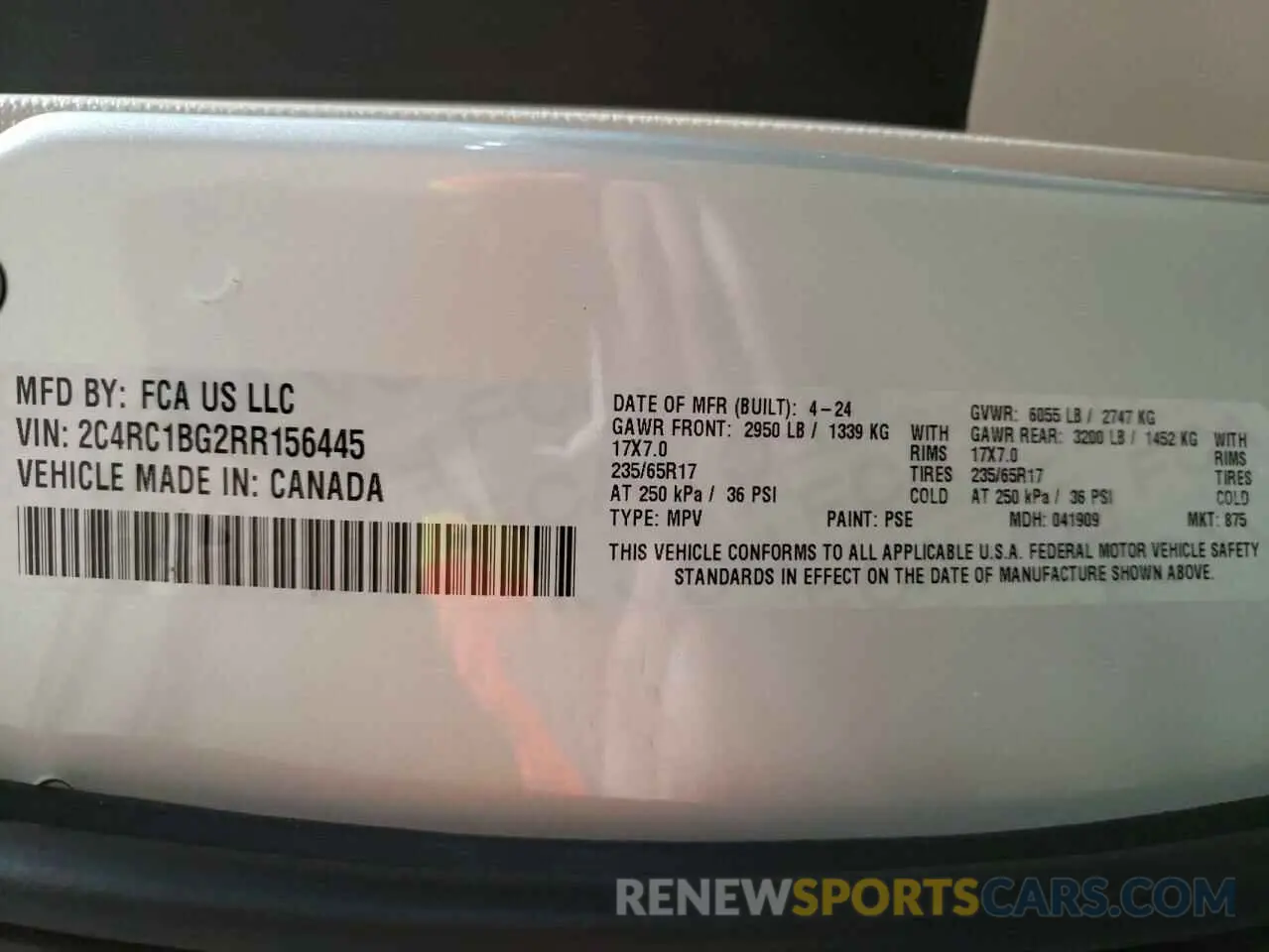 13 fotografías del automóvil dañado 2C4RC1BG2RR156445 CHRYSLER PACIFICA 2024