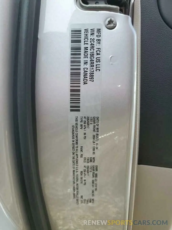 14 fotografías del automóvil dañado 2C4RC1BG4RR178897 CHRYSLER PACIFICA 2024