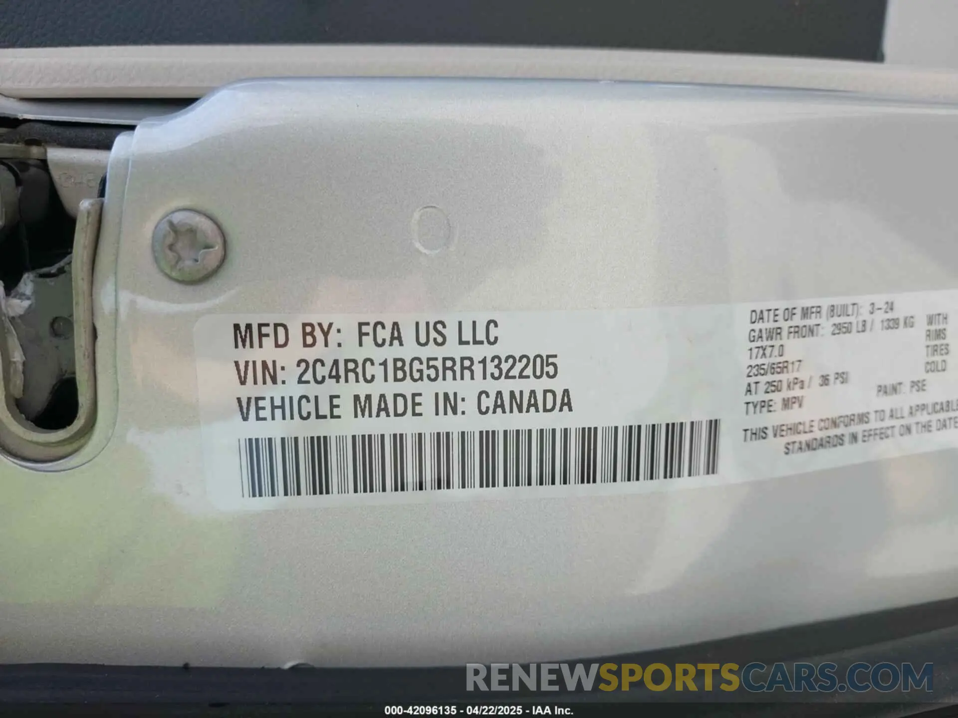 9 fotografías del automóvil dañado 2C4RC1BG5RR132205 CHRYSLER PACIFICA 2024