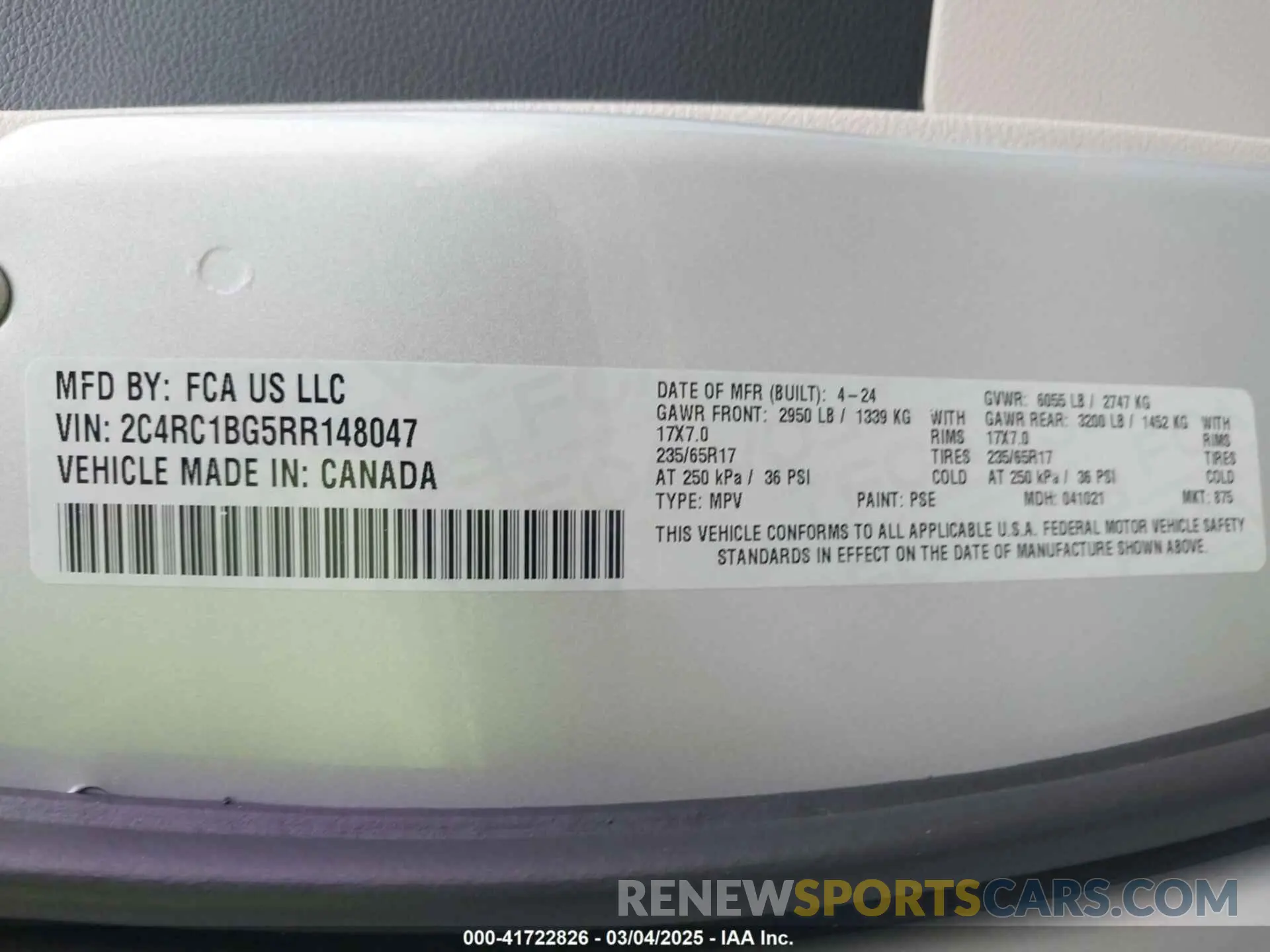 9 fotografías del automóvil dañado 2C4RC1BG5RR148047 CHRYSLER PACIFICA 2024