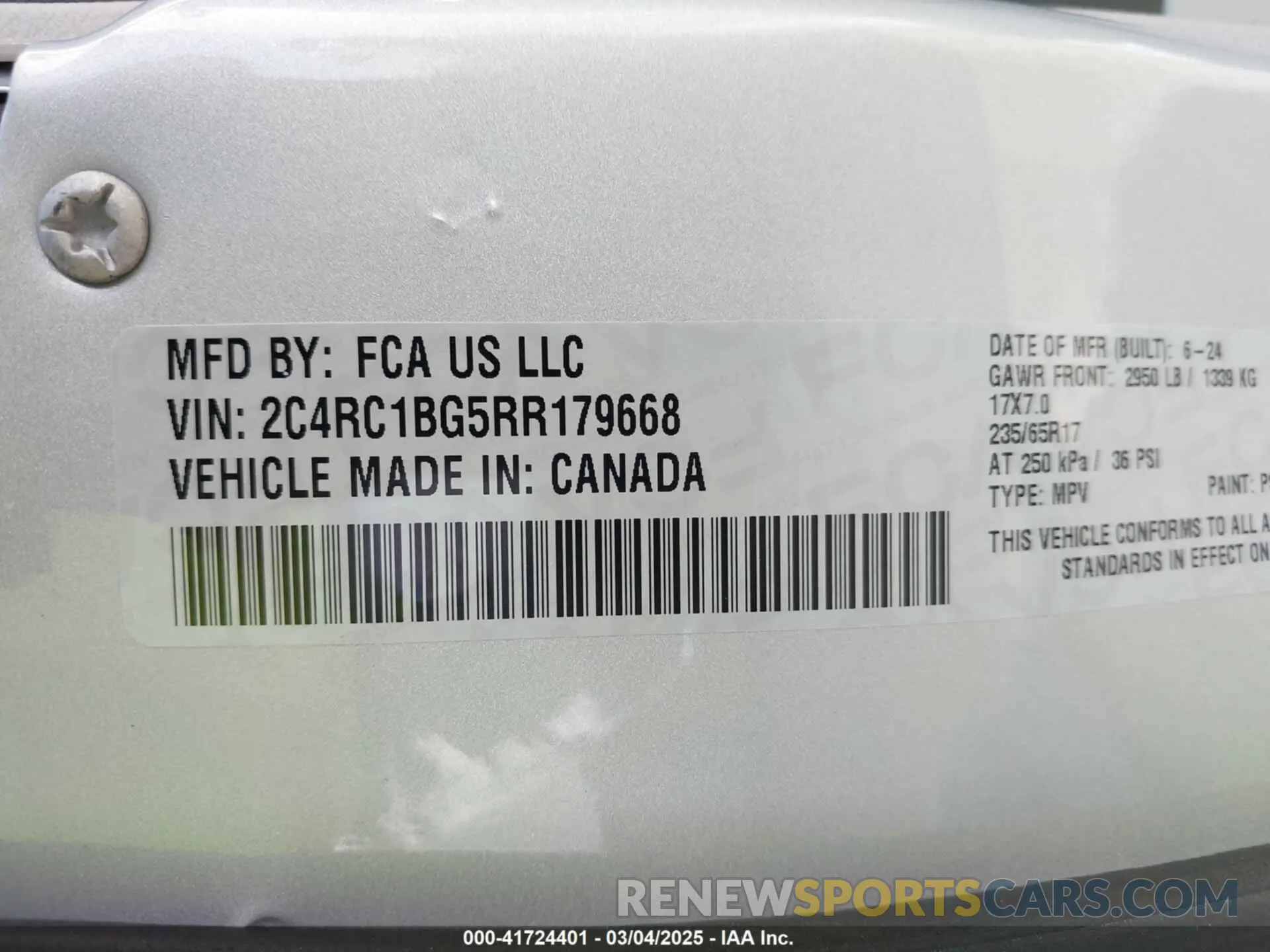 9 fotografías del automóvil dañado 2C4RC1BG5RR179668 CHRYSLER PACIFICA 2024