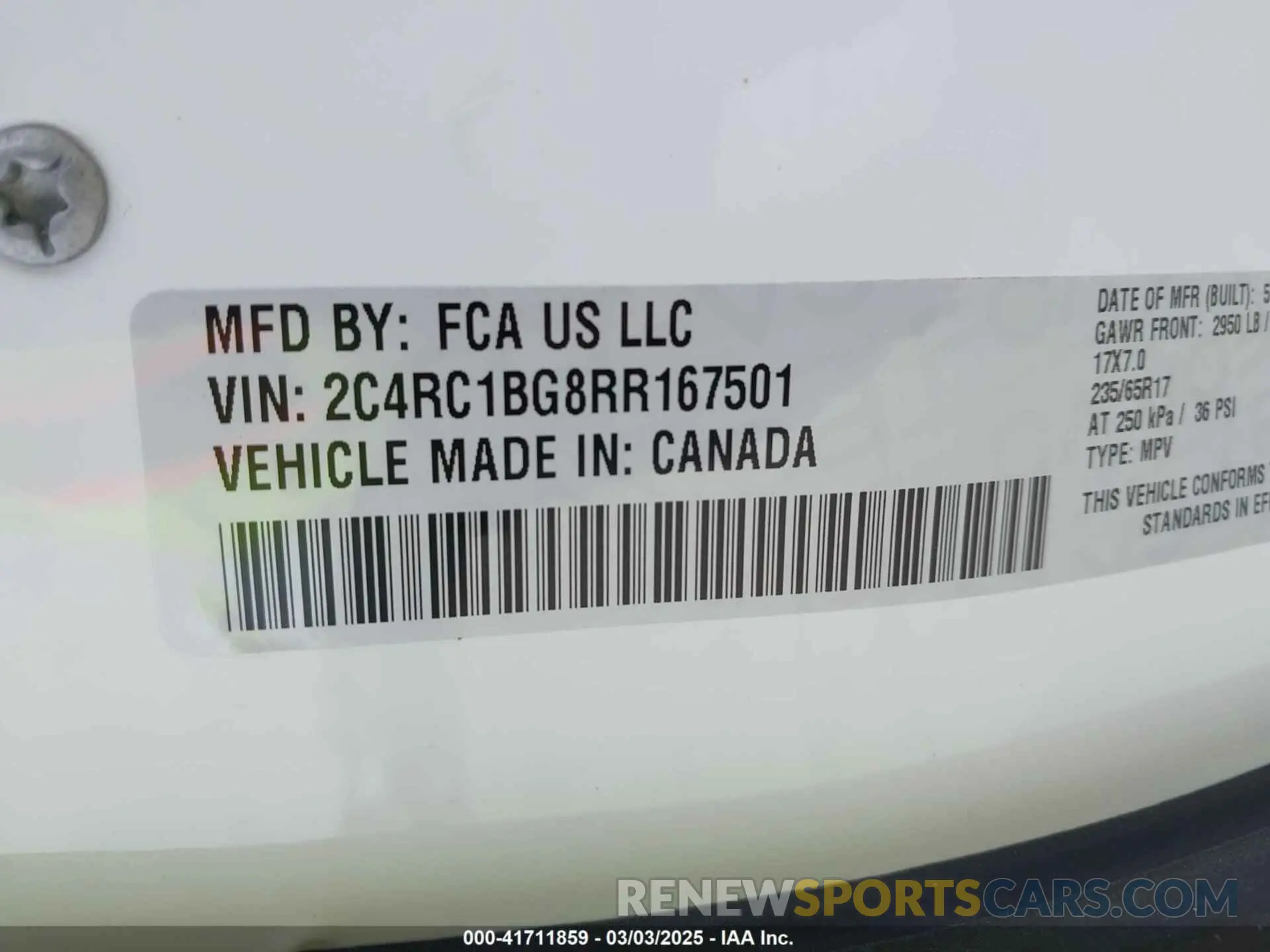 9 fotografías del automóvil dañado 2C4RC1BG8RR167501 CHRYSLER PACIFICA 2024