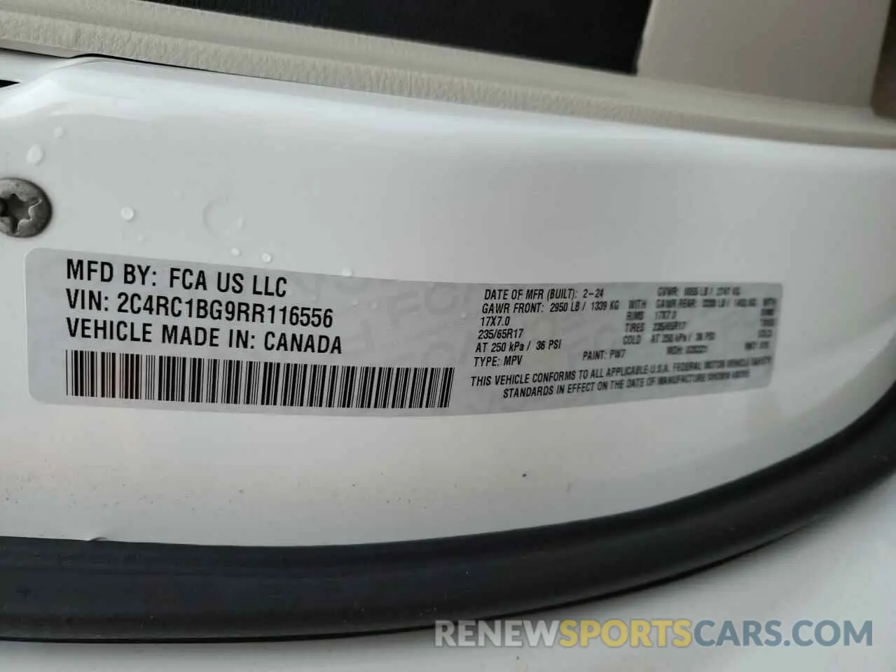 14 fotografías del automóvil dañado 2C4RC1BG9RR116556 CHRYSLER PACIFICA 2024
