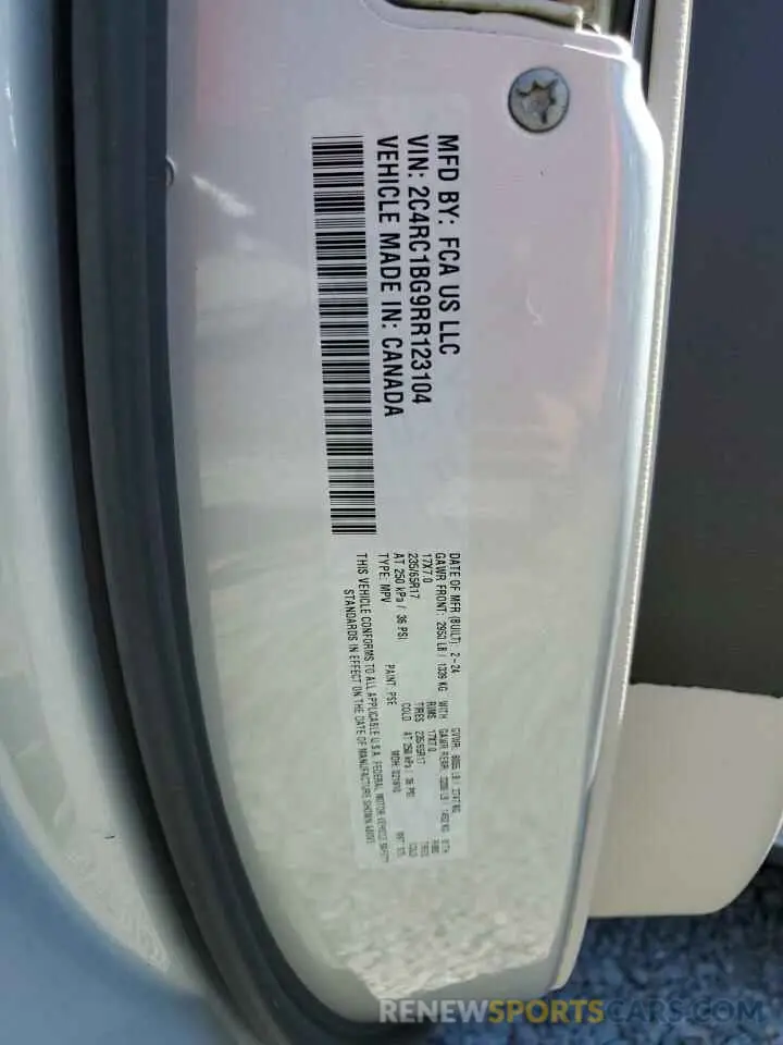 13 fotografías del automóvil dañado 2C4RC1BG9RR123104 CHRYSLER PACIFICA 2024