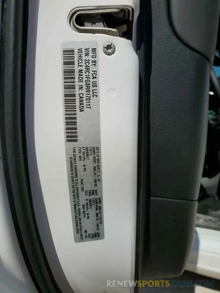 13 fotografías del automóvil dañado 2C4RC1FG8RR170117 CHRYSLER PACIFICA 2024