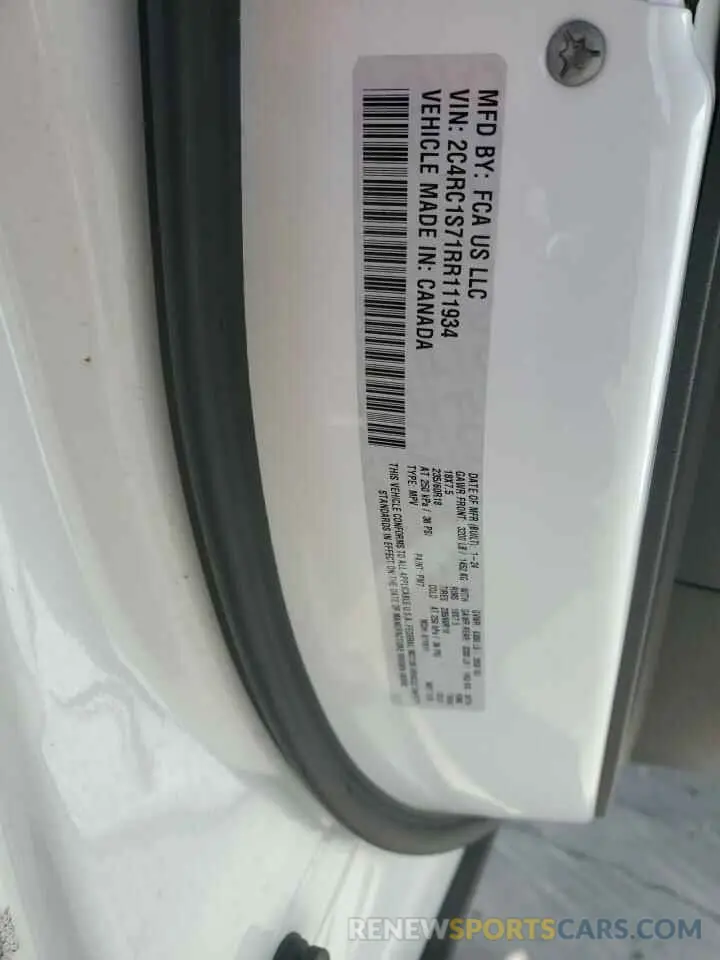 13 fotografías del automóvil dañado 2C4RC1S71RR111934 CHRYSLER PACIFICA 2024