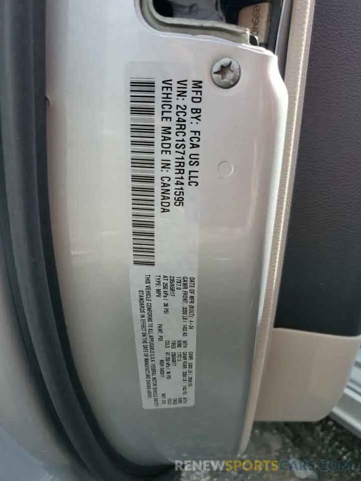 13 fotografías del automóvil dañado 2C4RC1S71RR141595 CHRYSLER PACIFICA 2024