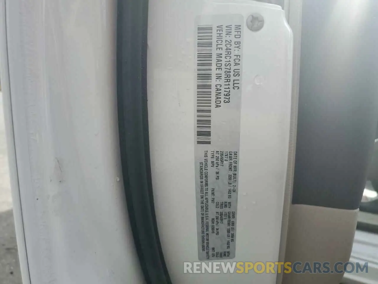 14 fotografías del automóvil dañado 2C4RC1S78RR117973 CHRYSLER PACIFICA 2024
