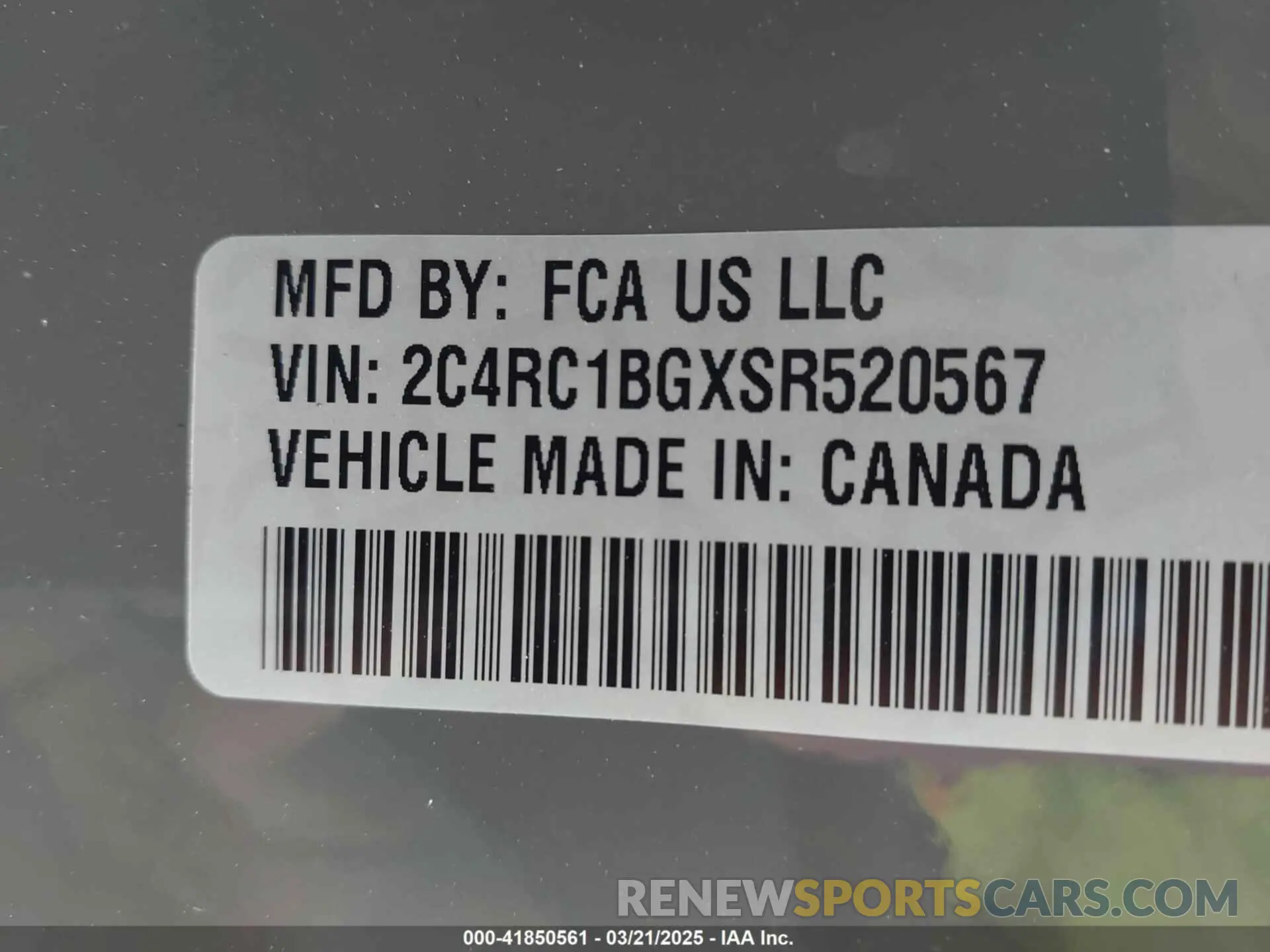 9 fotografías del automóvil dañado 2C4RC1BGXSR520567 CHRYSLER PACIFICA 2025