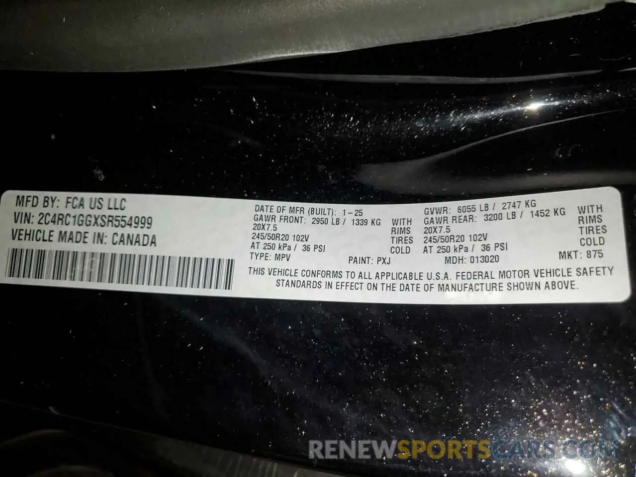 13 fotografías del automóvil dañado 2C4RC1GGXSR554999 CHRYSLER PACIFICA 2025