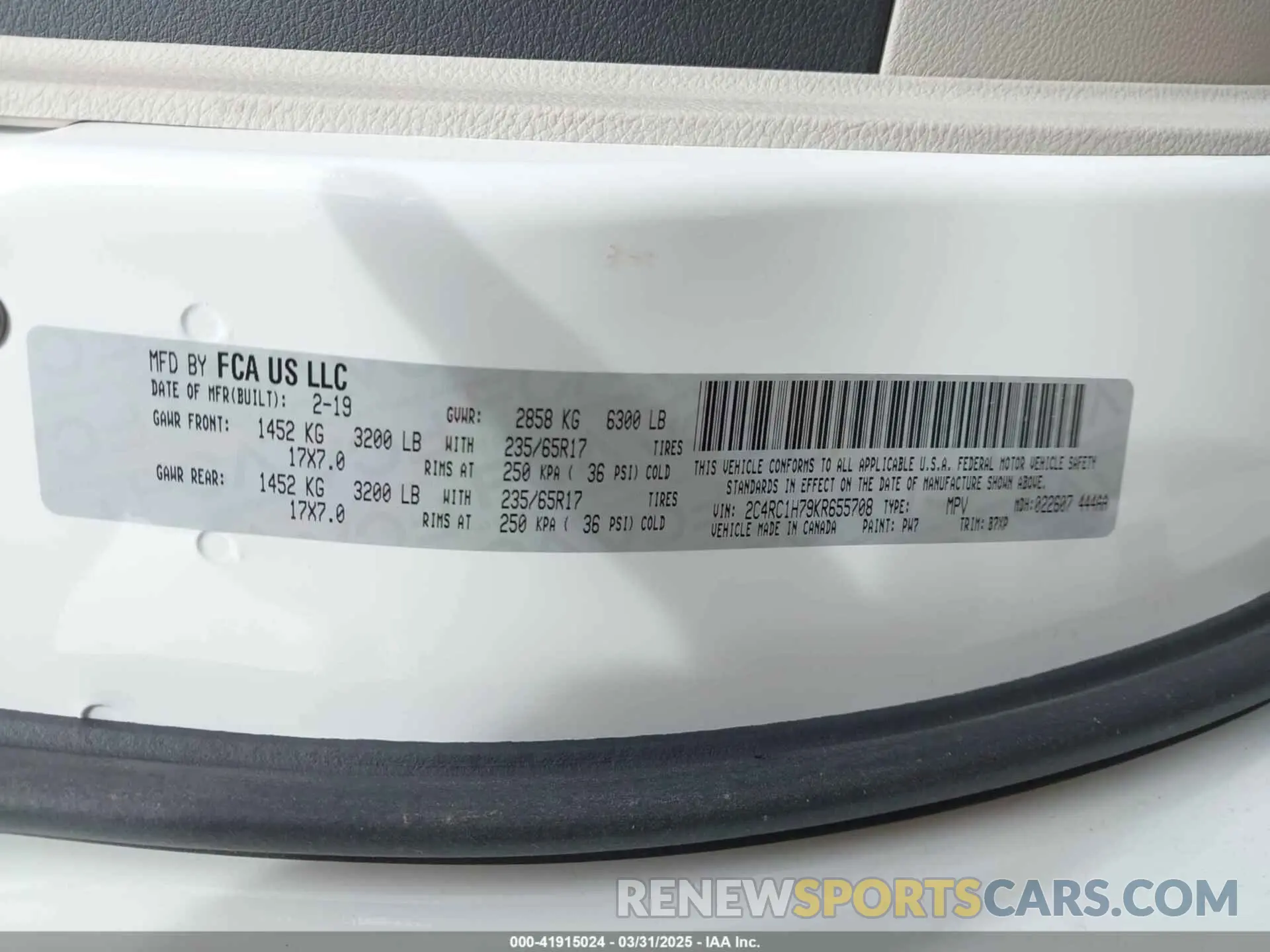 9 fotografías del automóvil dañado 2C4RC1H79KR655708 CHRYSLER PACIFICA HYBRID 2019