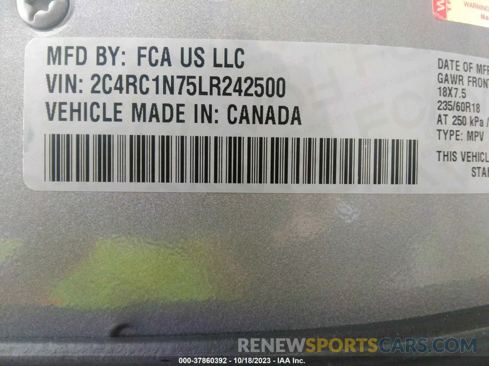 9 fotografías del automóvil dañado 2C4RC1N75LR242500 CHRYSLER PACIFICA HYBRID 2020