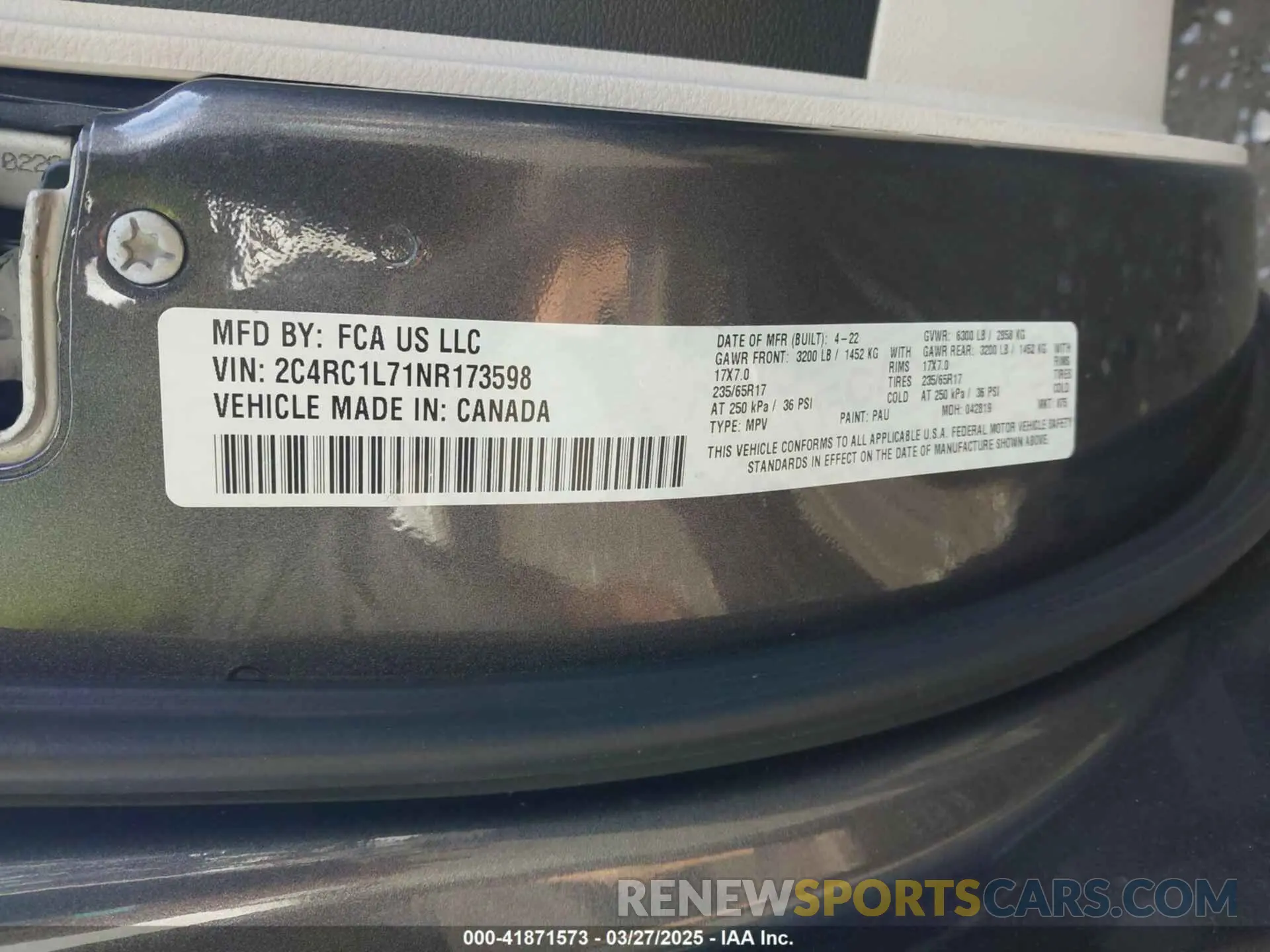 9 fotografías del automóvil dañado 2C4RC1L71NR173598 CHRYSLER PACIFICA HYBRID 2022