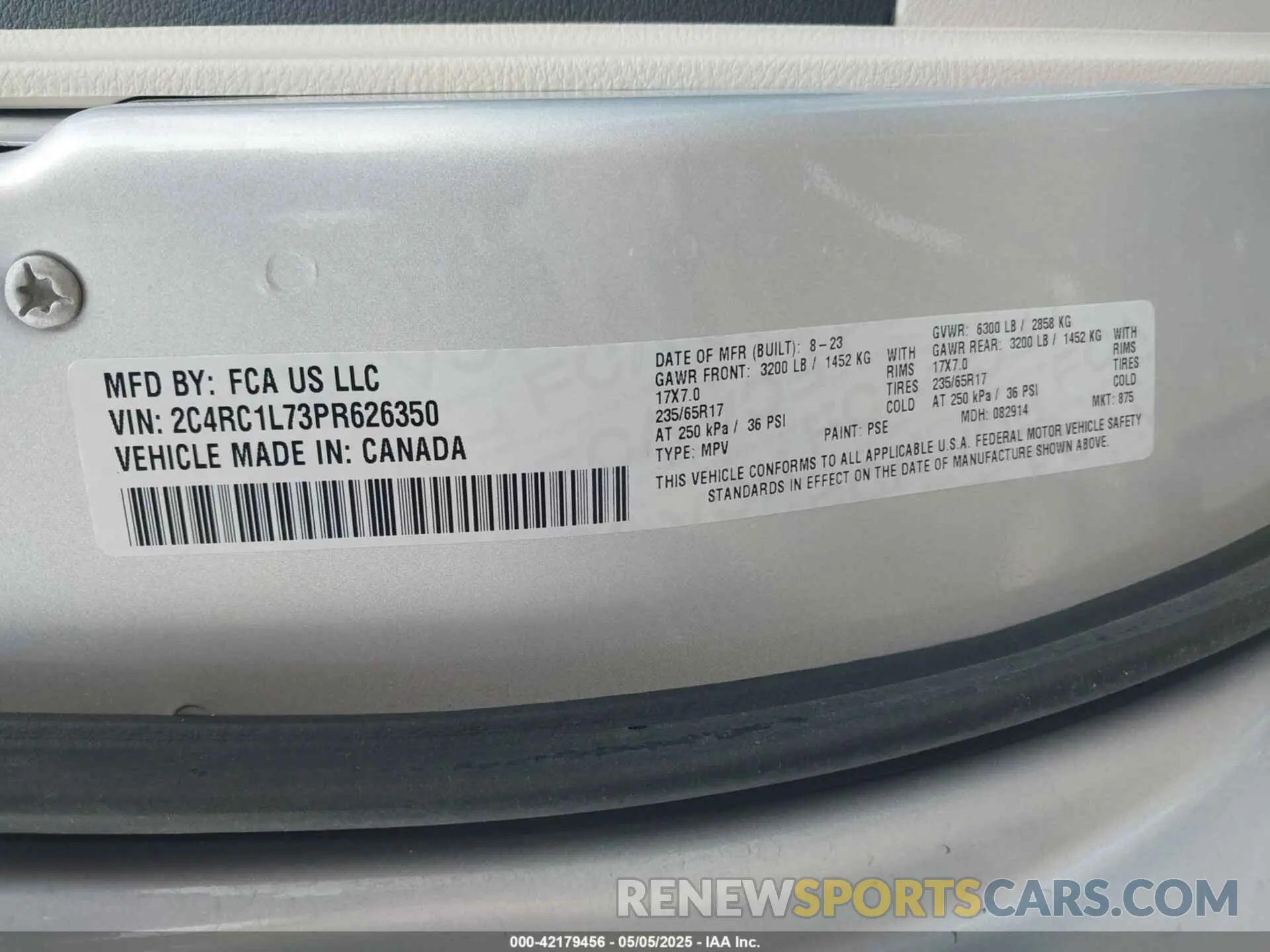9 fotografías del automóvil dañado 2C4RC1L73PR626350 CHRYSLER PACIFICA HYBRID 2023