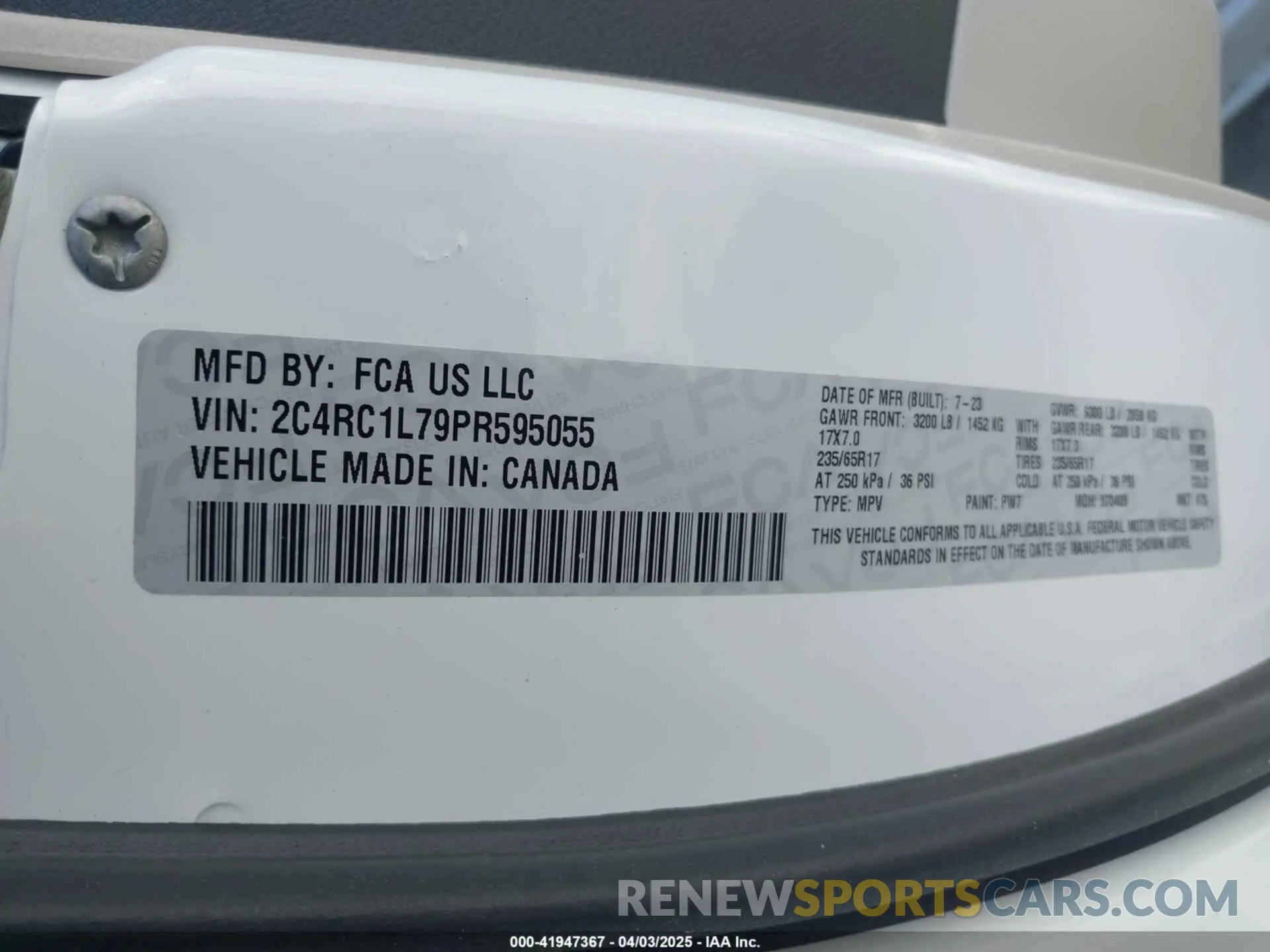 9 fotografías del automóvil dañado 2C4RC1L79PR595055 CHRYSLER PACIFICA HYBRID 2023