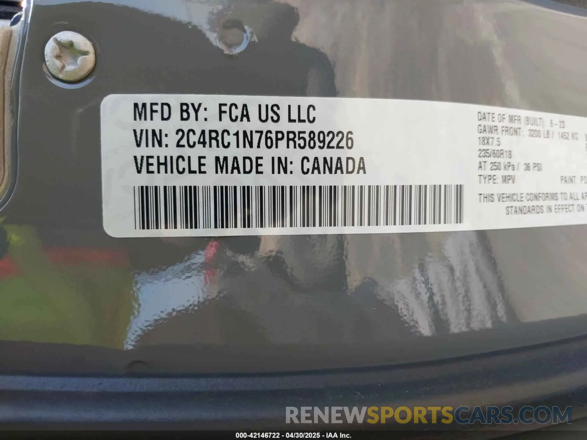 9 fotografías del automóvil dañado 2C4RC1N76PR589226 CHRYSLER PACIFICA HYBRID 2023