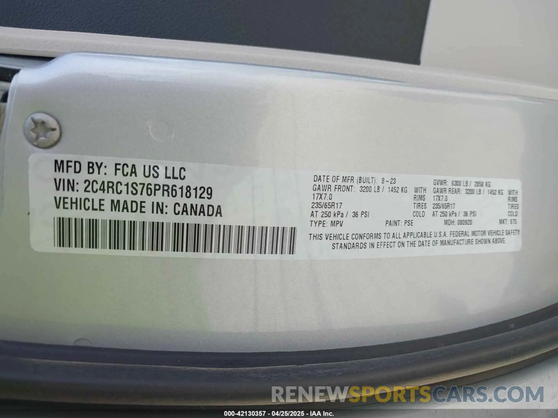 9 fotografías del automóvil dañado 2C4RC1S76PR618129 CHRYSLER PACIFICA HYBRID 2023